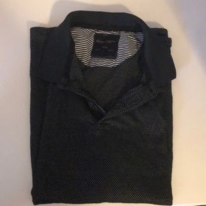 Men’s short sleeve Denim and Flower soft polo, black with white small pattern